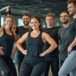 Группа сотрудников в фитнес-клубе