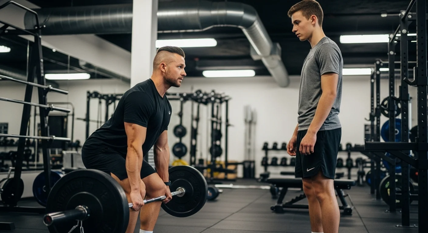 Тренер учит новичка